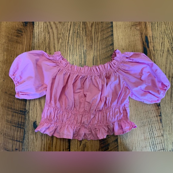 Zara off shoulder cropped blouse pink summer - Picture 1 of 5